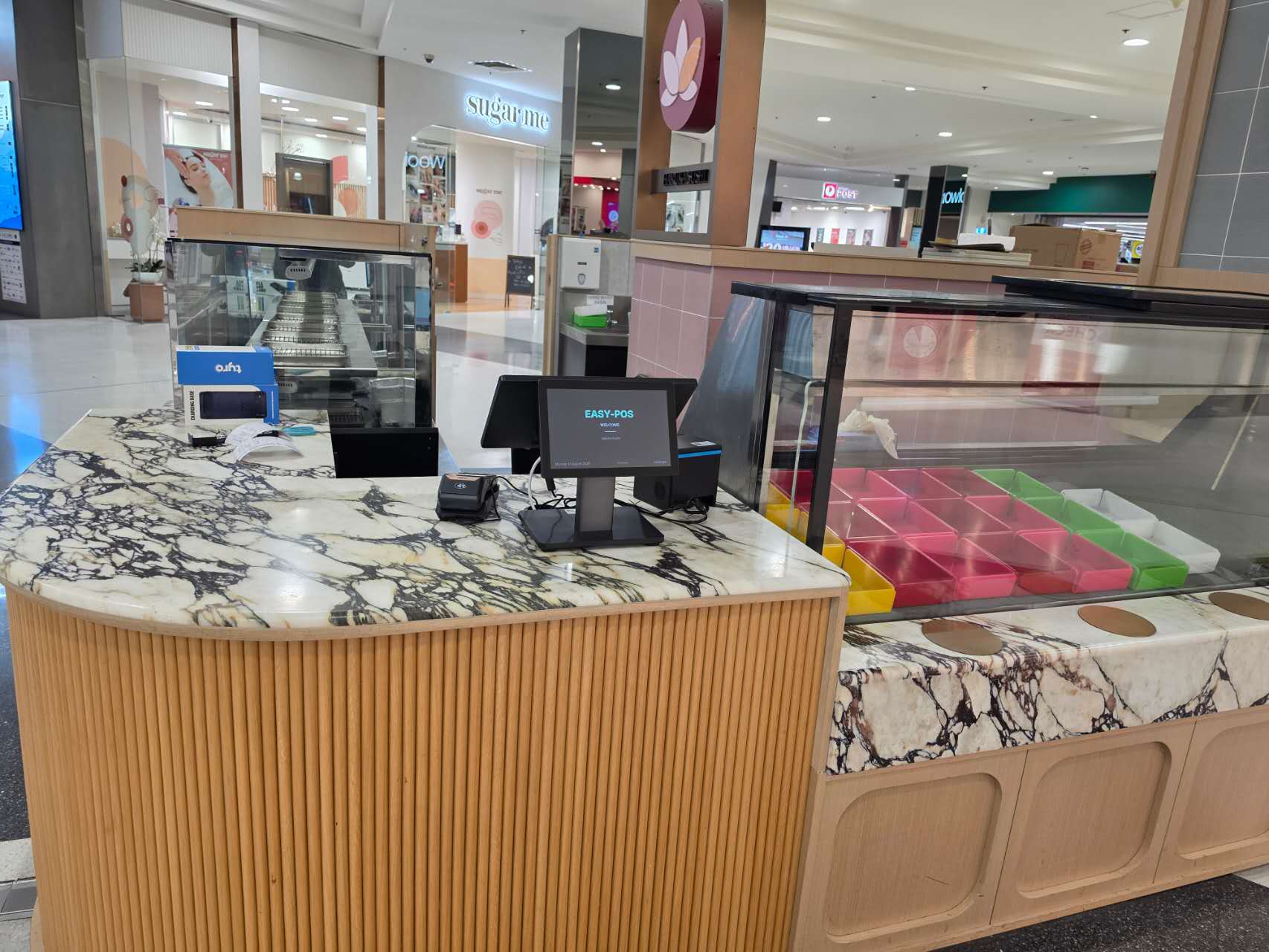 Close view of the Haruka Sushi counter with the Smart POS screen